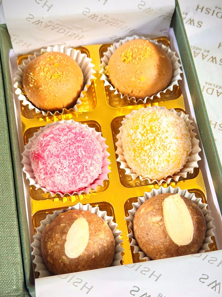 shop-tile-3-ladoos-gifting Swaadish by Neelma dessert catering, Swaadish by Neelma mini desserts or Swaadish by Neelma ladoo gift box.